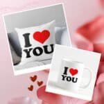 I Love You mug and cushion