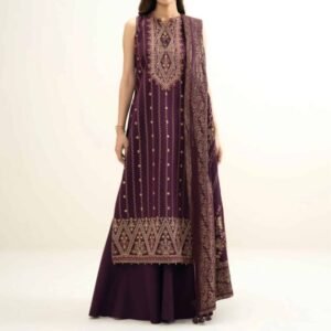 3 Piece Embroidered Jacquard Suit gift for Eid