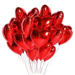red heart shape foil balloons
