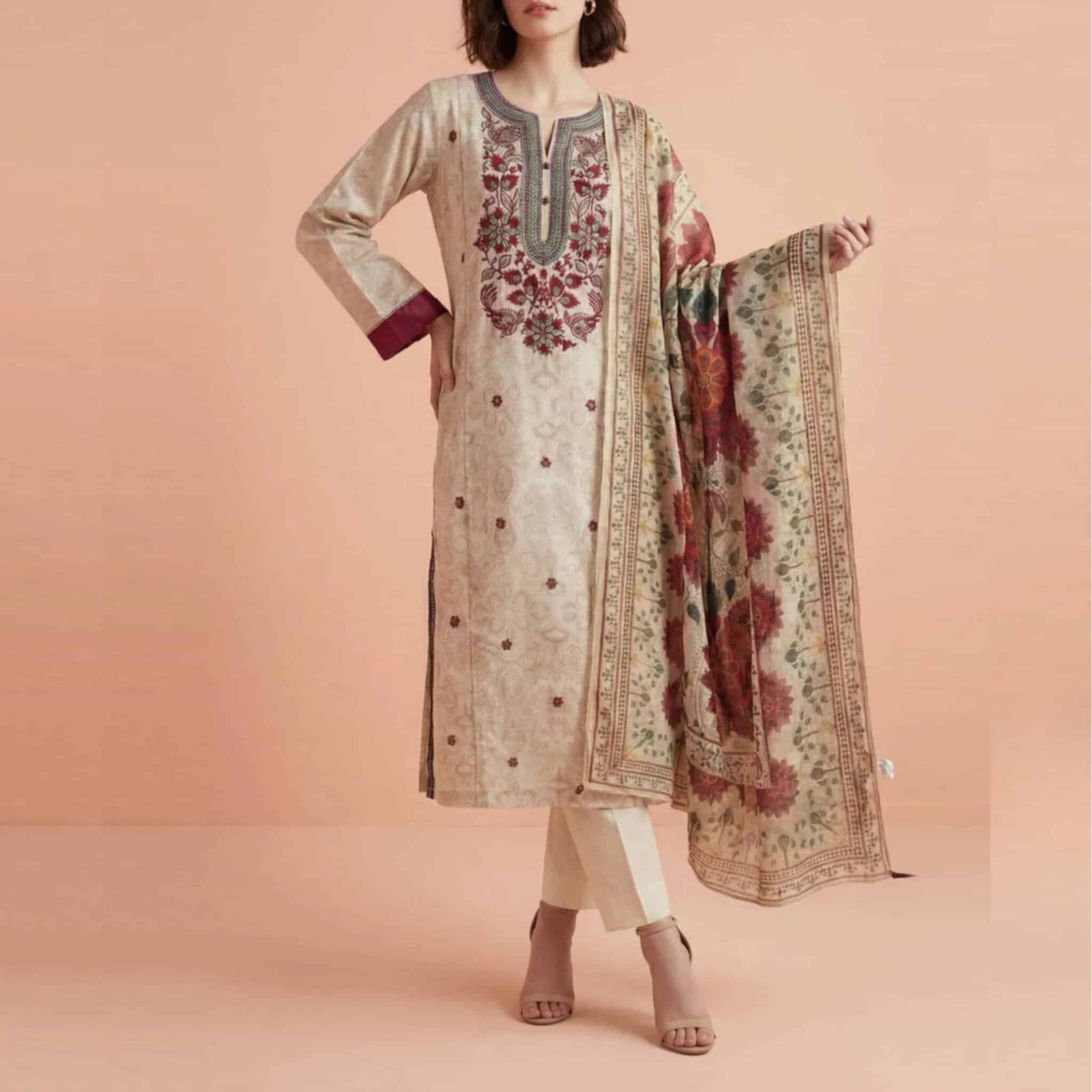3 Piece - Printed Embroidered Suit - PE26-331 3 Piece - Printed Embroidered Suit - PE26-331