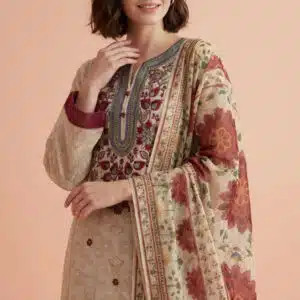 3 Piece - Printed Embroidered Suit - PE26-331