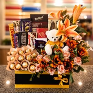 Chocolate Box with Artificial Flowers for Wedding